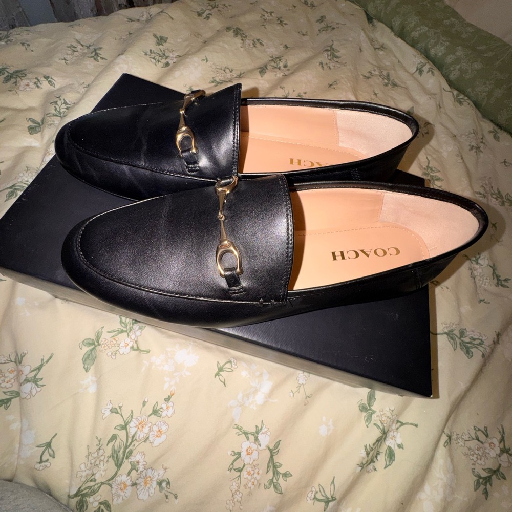 Black Coach Haley Leather Loafers